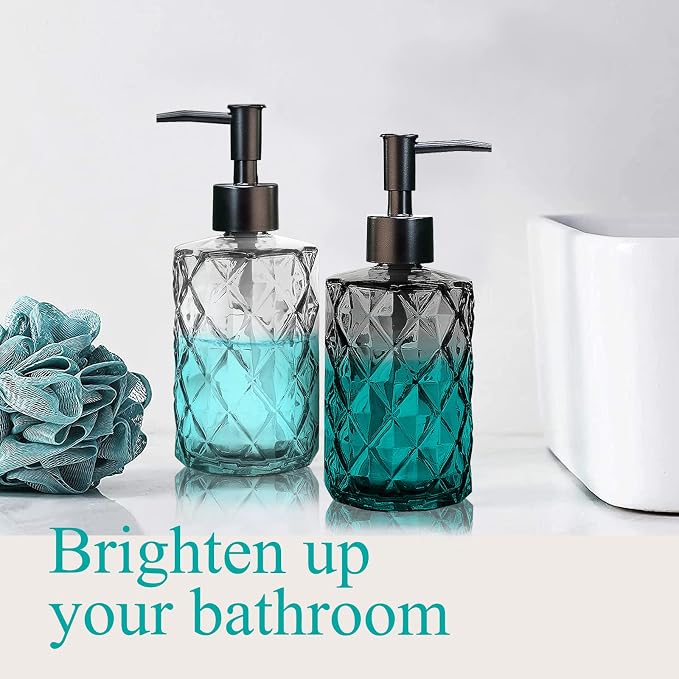 11oz Glass Soap Dispenser with Plastic Pump, Lotion Shower Gel - Image 4