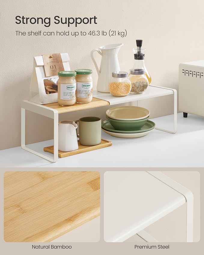 SONGMICS HOME Spice Rack, Expandable Cupboard Shelf Orgnizer, Kitchen Counter - Image 5