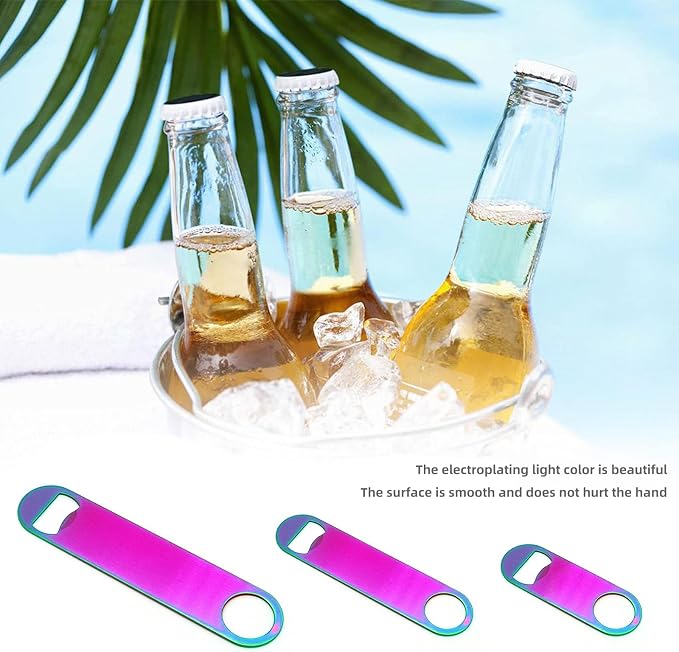 Rainbow Color Stainless Steel Flat Bottle Opener, Sturdy and Durable 2 Pcs to - Image 4