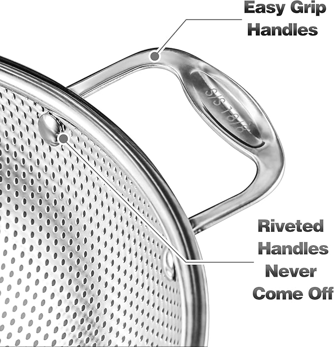 Tiawudi Large 6-Qt Colander, 18/8 Stainless Steel Mesh Strainer - Image 4