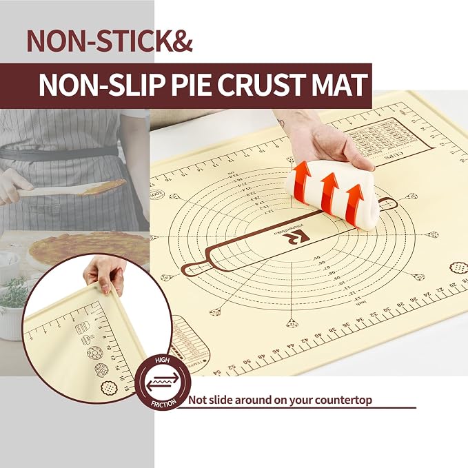 Silicone Baking Mat, Extra Thick Dough Rolling Pad - Image 2
