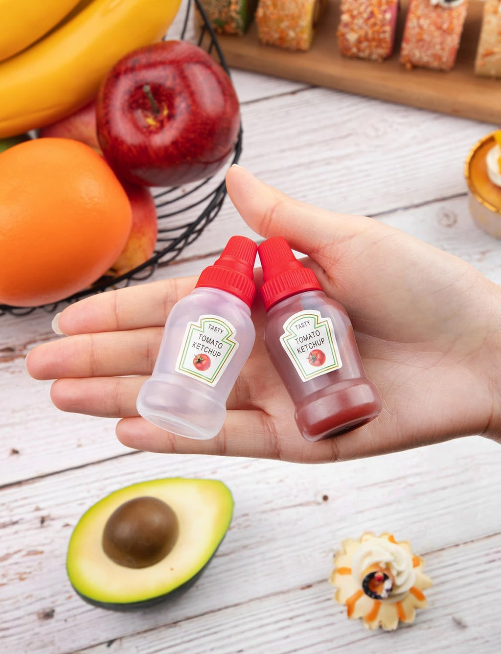 8 PCS Mini Ketchup Bottle for Lunch Box, 25 ml