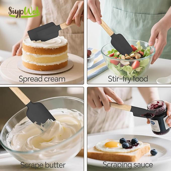 Silicone Spatula Set, Food Grade Rubber Spatula-4 Piece Nonstick Rubber Spatulas - Image 2