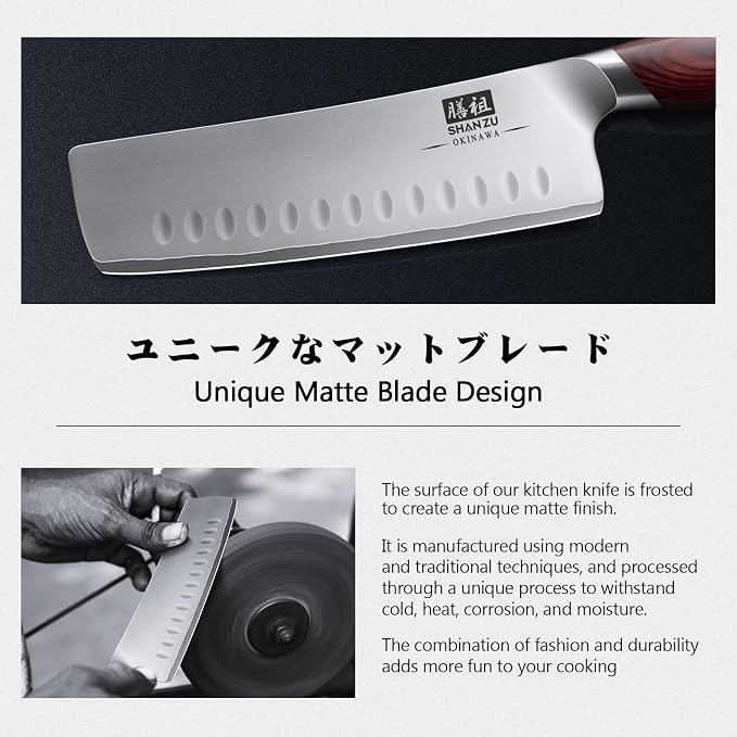 SHAN ZU 7 Inch Nakiri Knife, Japanese 10Cr15MoV High Carbon Stainless Steel - Image 6