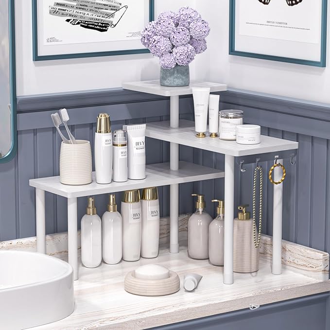 JayRex Bathroom Organizer Countertop Corner Shelf, 3 Tier Moveable Organizer - Image 4