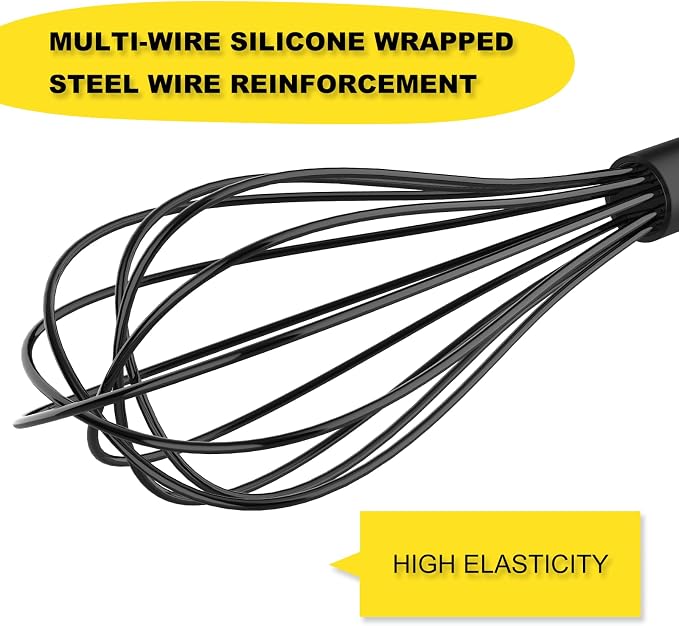 NileHome Silicone Whisk Set 8" 10" Kitchen Whisk Kitchen Wisk Wire Whisks - Image 3