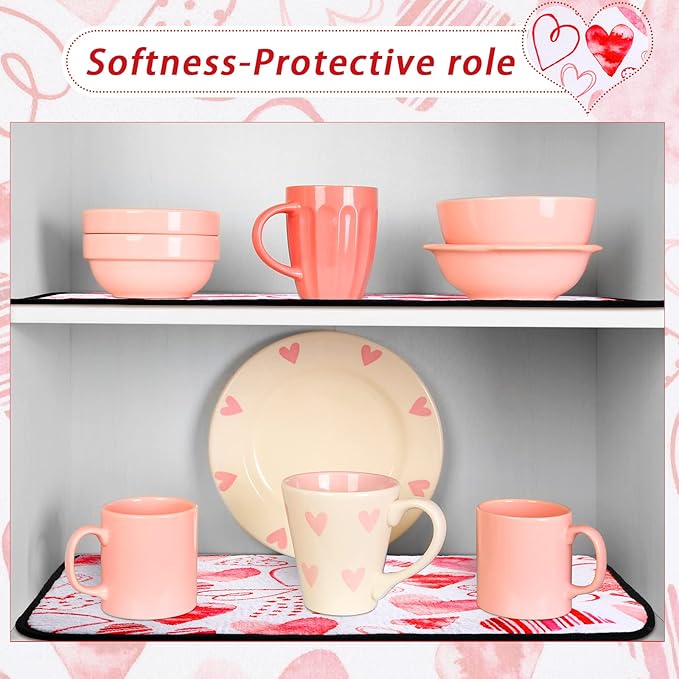 Breling Valentine's Day Dish Drying Mat Valentine Kitchen Dry Mat Absorbent - Image 7