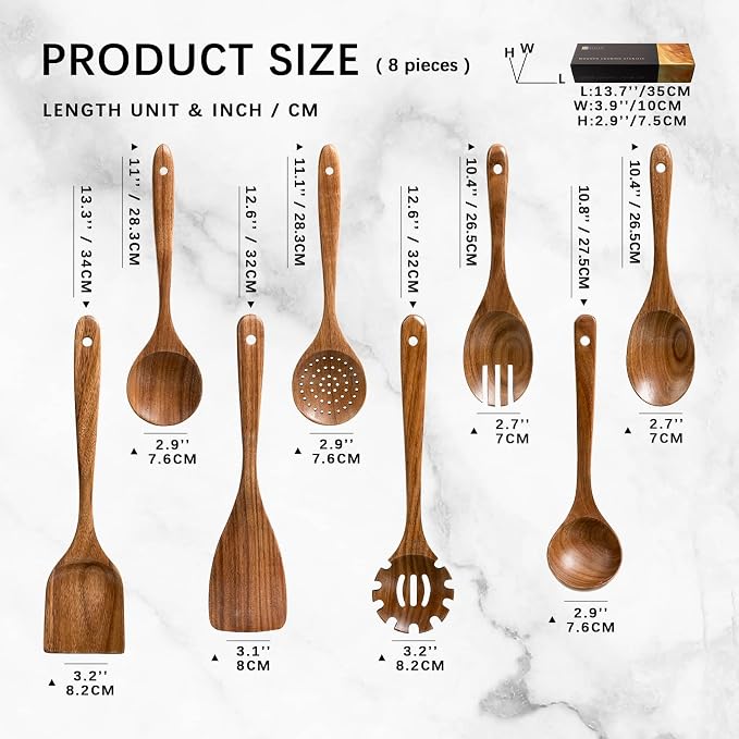 Wooden Spoons for Cooking, Nonstick Cooking Utensil Set - Image 2