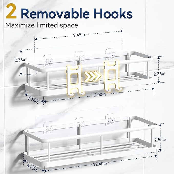 YASONIC Shower Caddy Adhesive, No Drill Bathroom Shower Organizers, - Image 7
