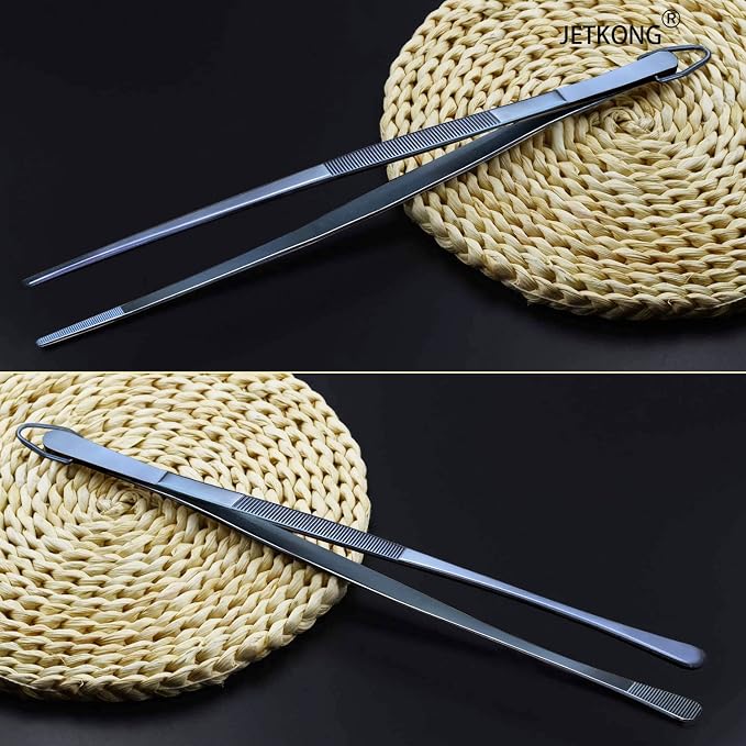 JETKONG 2 Pcs 12-Inch Cooking Tweezer Tongs Stainless Steel Kitchen Tweezers - Image 6