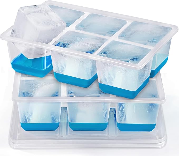 Ice Cube Trays 2 Pack, JRISBO Large Silicone Ice Cube Molds by Jrisbo