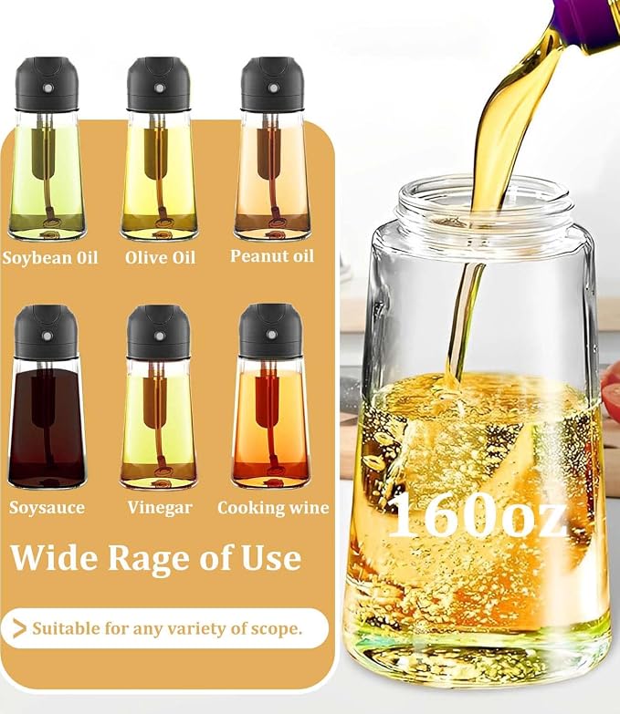 Oil Sprayer for Cooking 2 in 1 Olive Dispenser Bottle 16oz/470ml Kitchen - Image 5