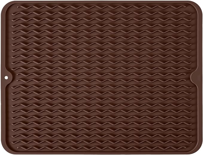 Silicone Dish Drying Mat, Non-Slip Easy Clean Sink Mat Large Heat-resistant by MODENGKONGJIAN