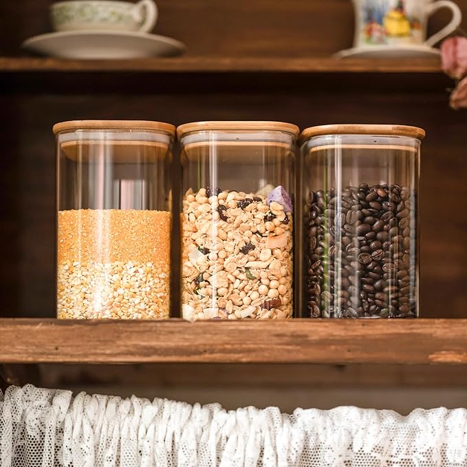 Glass Food Storage Jars 37 oz Set of 6, Glass Storage Containers Clear Glass - Image 4