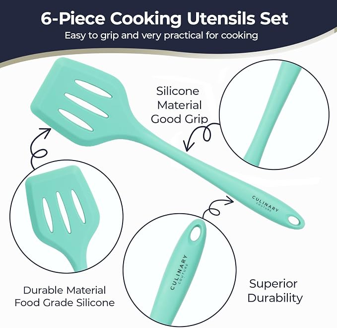 Culinary Couture Aqua Sky Silicone Cooking Utensils Set - Image 2