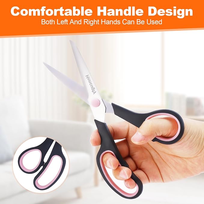 Scissors for Office School Supplies, Hnncugty 8" Scissors All Purpose Bulk Set - Image 3