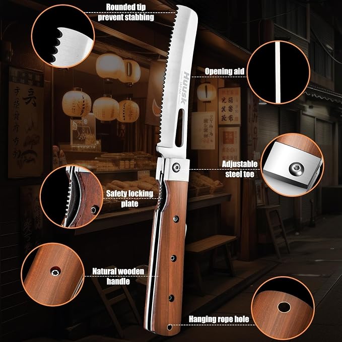 HUUSK Folding Bread Knife for Homemade Bread, Portable Bread Knives - Image 4