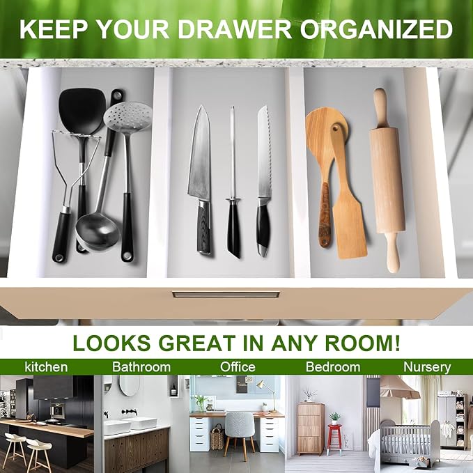 ANTOWIN Bamboo Drawer Dividers Organizers, Expandable Drawer Separators Splitter - Image 5