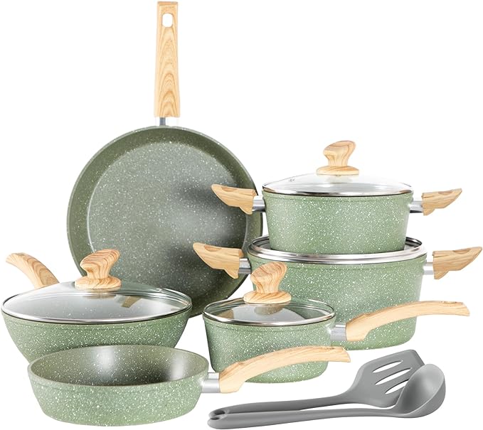 Kitchen Academy Non Toxic Pots and Pans Set Non Stick by KITCHENACADEMYBETTERLIVINGTHROUGHCOOKINGPERFECTION