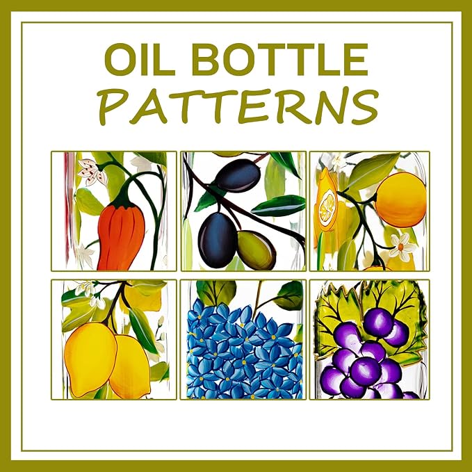 17oz Hand Painted Glass Olive Oil Bottle Dispenser - 500ml Green Oil & Vinegar - Image 3