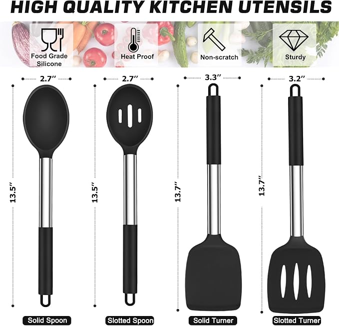 TeamFar Kitchen Utensils, for Frying Mixing Draining Turning, Healthy & - Image 2