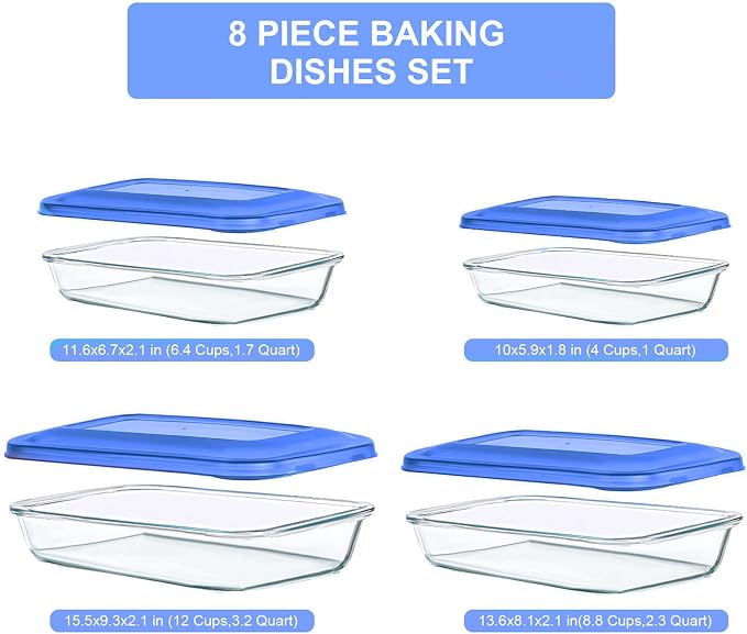 KOMUEE 8 Pieces Glass Baking Dish - Image 2