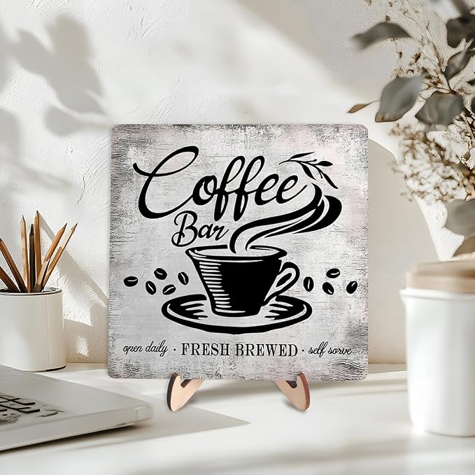 Vintage Coffee Bar Sign Plaque for Coffee Station, Funny Jave Desk Decor for - Image 3