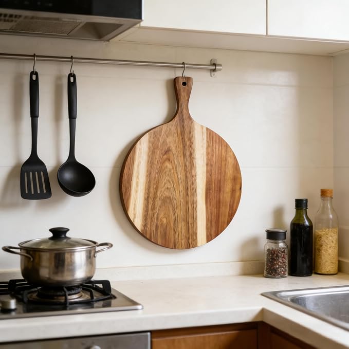 ZeQi Round Acacia Wood Cutting Board - Image 6