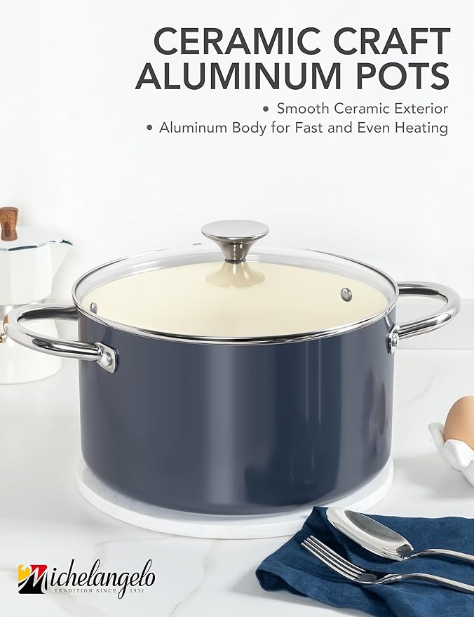 MICHELANGELO 6 QT Ceramic Stock Pot - Image 2
