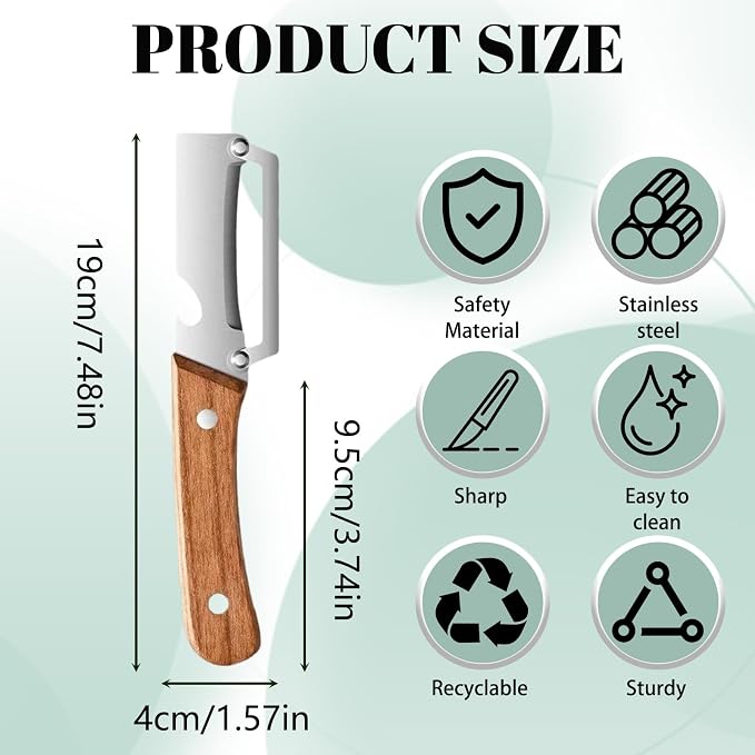 Zero Snag Wooden Peeler, 2-in-1 Multifunctional vegetable peeler, Stainless - Image 3