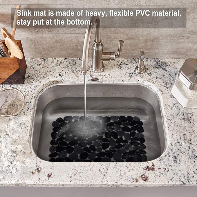 Bligli Pebble Sink Mat for Stainless Steel/Ceramic Sinks, 2 Pack PVC Sink - Image 5