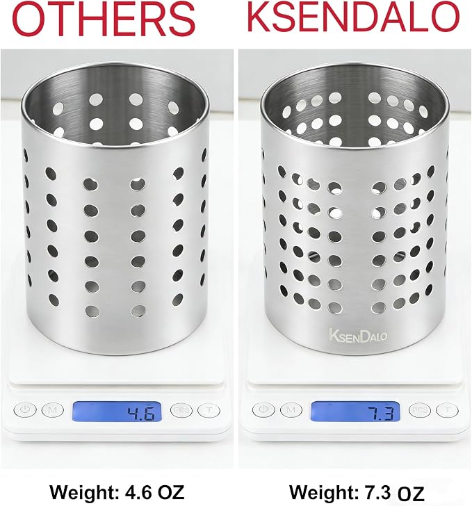 KSENDALO Small Stainless Steel Utensil Holder, SUS304 Silverware Utensil Drying - Image 5