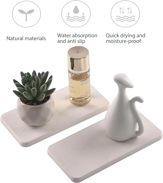 NiuYichee 2 Pcs Water Absorbing Stone Trays, Kitchen/Bathroom Sink Soap Dish - Image 2
