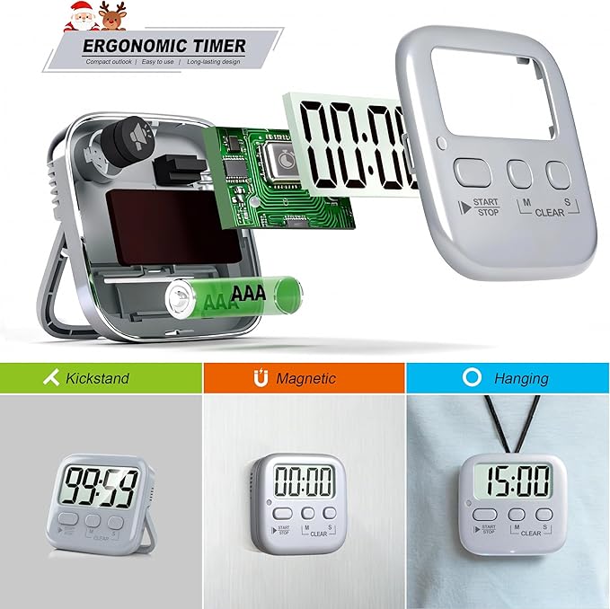Antonki 2 Pack Digital Timer for Kids, Magnetic Countdown Kitchen Timers for - Image 5