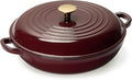 CAROTE 3.4QT Enameled Cast Iron Braiser Pan, Shallow Dutch Oven Casserole by CAROTE