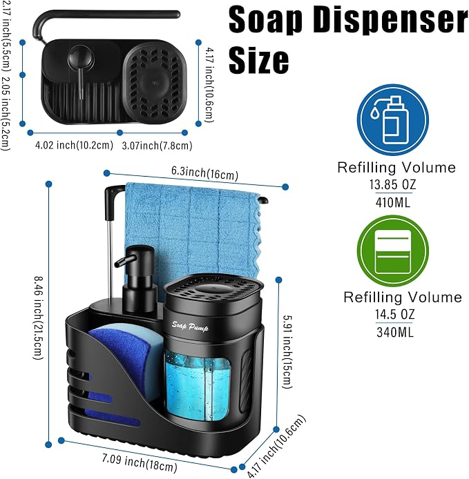 Kitchen Soap Dispenser Set, 4-in-1 Dual Hand and Dish Soap Dispenser - Image 6