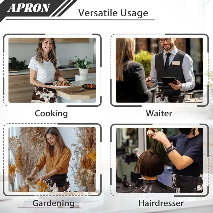 Server Apron with 3 Pockets, Waterproof Oil Waitress Waiter Half Apron - Image 5