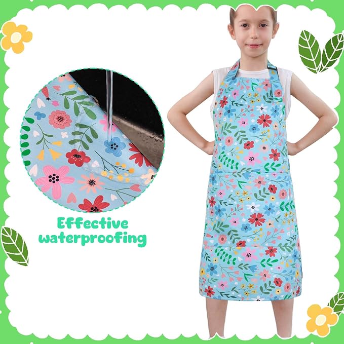 2 Pack Kids Apron, Cute Cooking Aprons, Waterproof Art Apron - Image 4