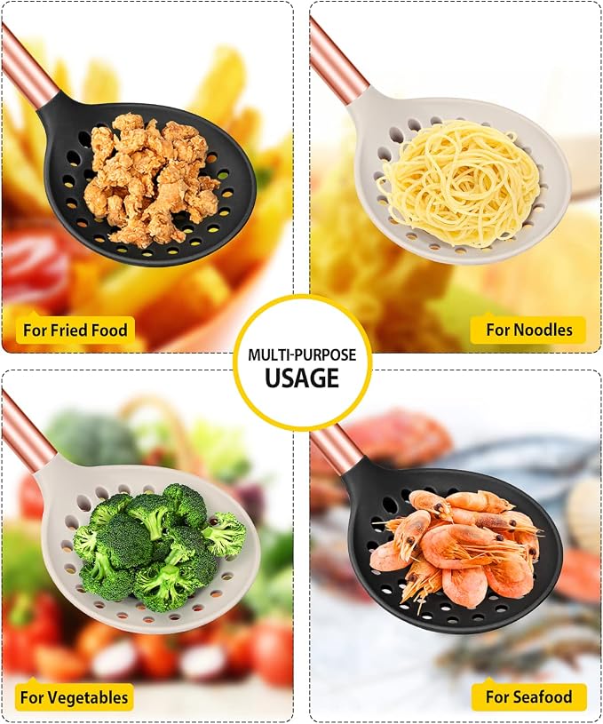 Kitchen Ladle Strainer Set of 2 Large Slotted Spoon - Image 3