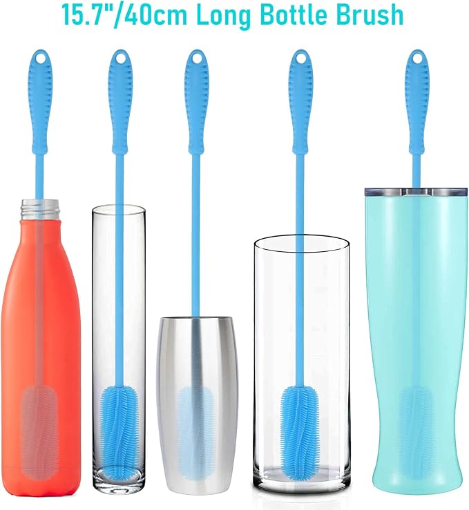 15.7" Silicone Bottle Brush, ddLUCK Water Bottle Cleaner Brush - Image 7