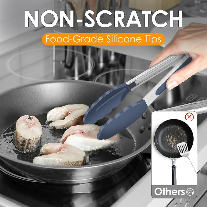 HOTEC Premium Stainless Steel Locking Kitchen Tongs - Image 3