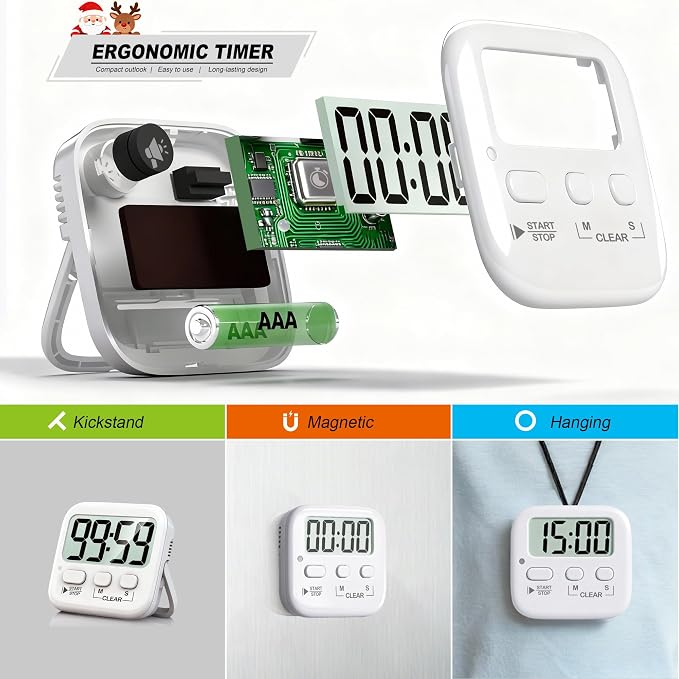 Antonki 2 Pack Digital Timer for Kids, Magnetic Countdown Kitchen Timers for - Image 5