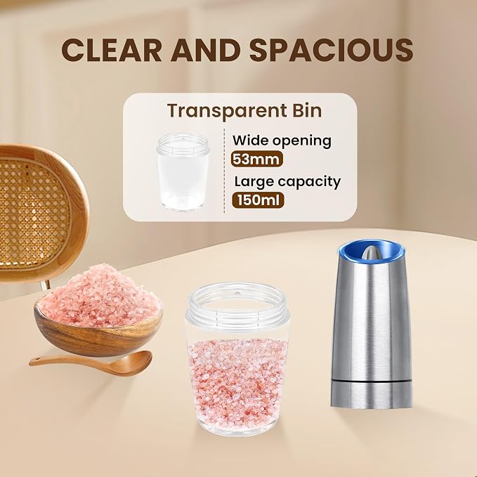 Gravity Electric Salt And Pepper Grinder Set, Automatic Salt And Pepper Grinder - Image 5