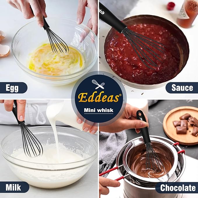 Eddeas Silicone Mini Whisk, Small whisks Non-Stick Tiny Whisks set of 2（5.5in & - Image 4