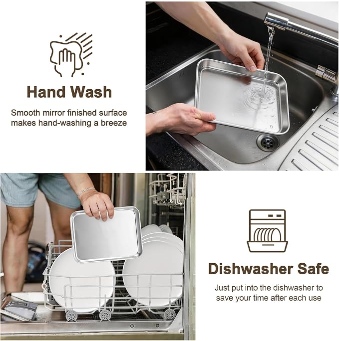 TeamFar Toaster Oven Tray, 6 Pack Stainless Steel Small Baking Sheet Pan Set - Image 7