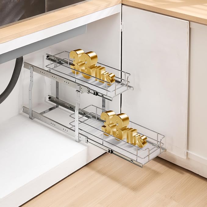VEVOR Pull Out Cabinet Organizer, 8.5" W x 21" D x15.2 HHeavy Duty Slide Out - Image 8