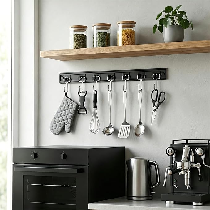 Cociat 2PCS Utensil Racks with 8 Hooks 17 Inch Kitchen Utensil Holders Hanging - Image 6