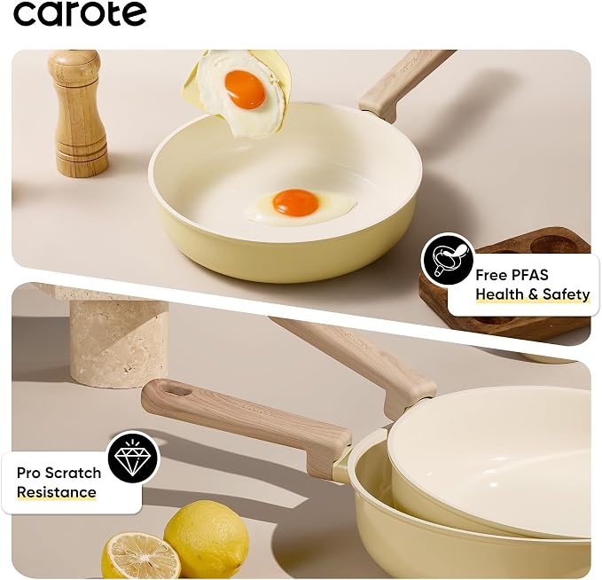 CAROTE 24pcs Ceramic Cookware Set, Pots and Pans Non Stick Kitchen Cookware Sets - Image 4