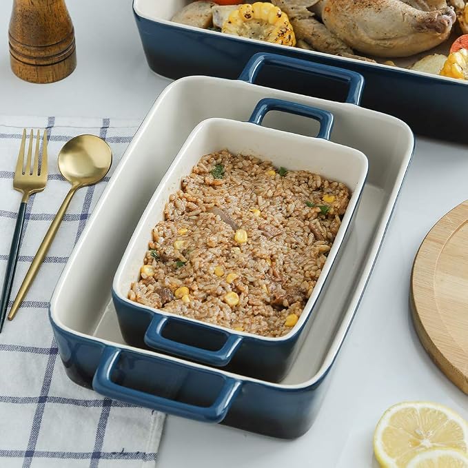 KOOV Bakeware Set, Ceramic Baking Dish, Rectangular Baking Pans Set, Casserole - Image 7