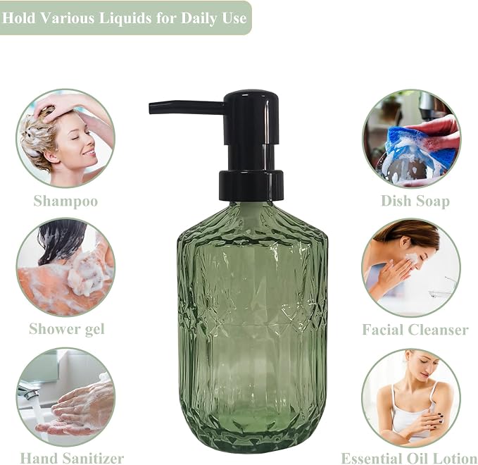 Green Glass Soap Dispenser - Image 6
